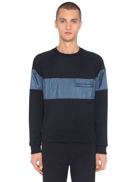 prada cotton sweatshirt w nylon inserts|Prada.